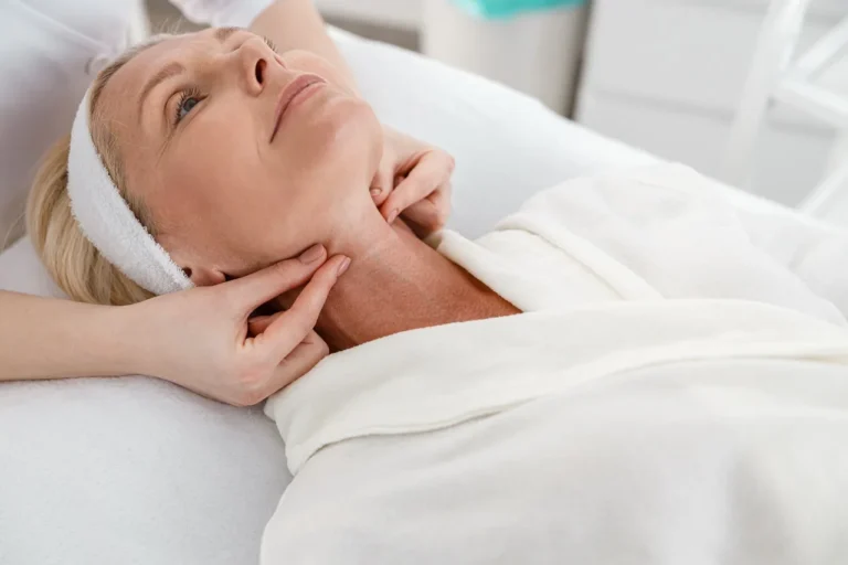 middle aged woman getting neck lift