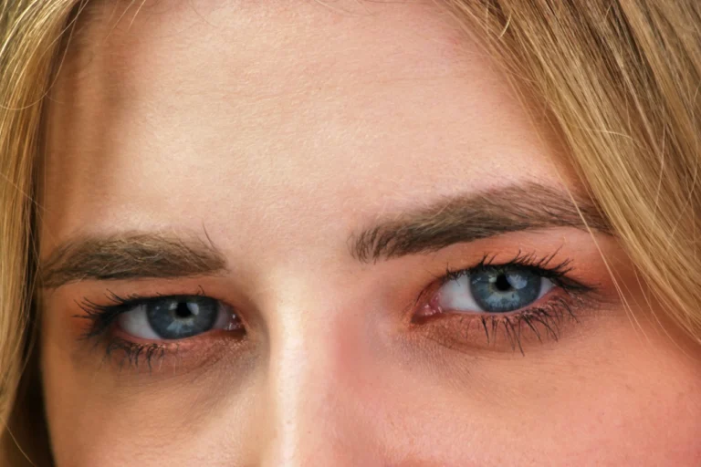 blonde woman with blue eyes