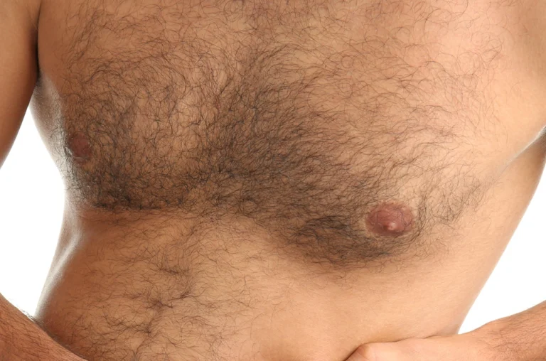 hairy chest of a man close up