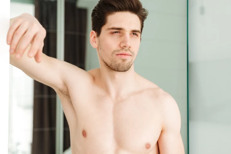 young man posing shirtless
