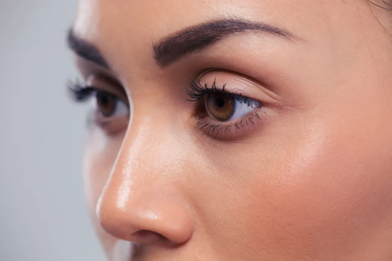 sideview of a pretty woman close up